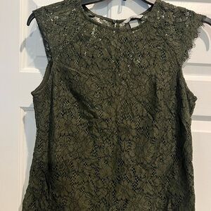 H&M Green Lace Sleeveless Blouse